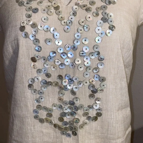 Vineyard Vines linen cap sleeve ivory dress size 4​ - Picture 3 of 9